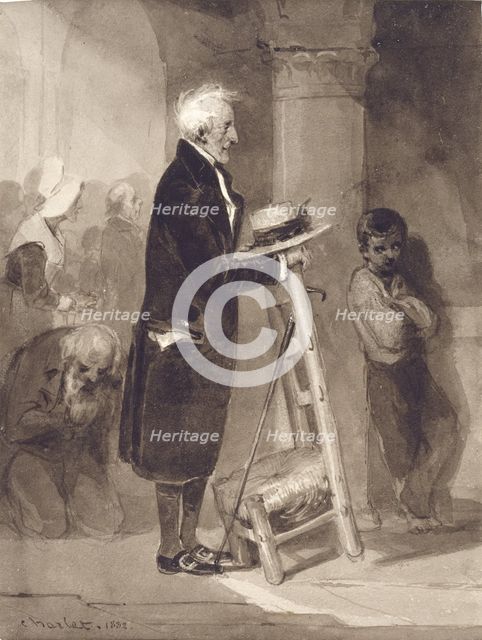 Old Man Before a Prie-Dieu, 1832. Creator: Nicolas-Toussaint Charlet.