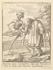 Old man, from the Dance of Death, 1651. Creator: Wenceslaus Hollar