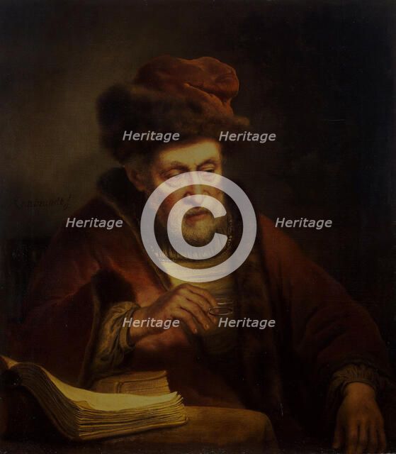 Old Man holding a Pair of Spectacles. Artist: Pluym, Karel van der (1625-1672)