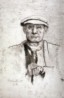 Old Man in a Flat Cap 1916. Artist: Anna Lea Merritt