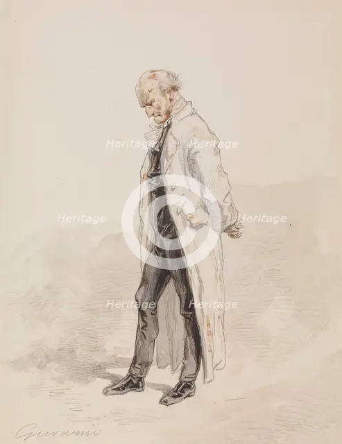 Old Man in a White Coat, 1855-1857. Creator: Paul Gavarni.