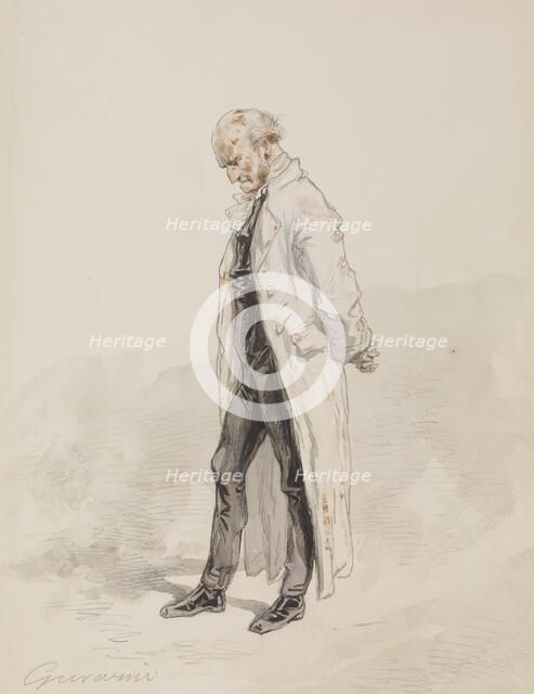 Old Man in a White Coat, 1855-1857. Creator: Paul Gavarni.