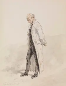 Old Man in a White Coat, 1855-1857. Creator: Paul Gavarni