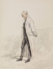 Old Man in a White Coat, 1855-1857. Creator: Paul Gavarni