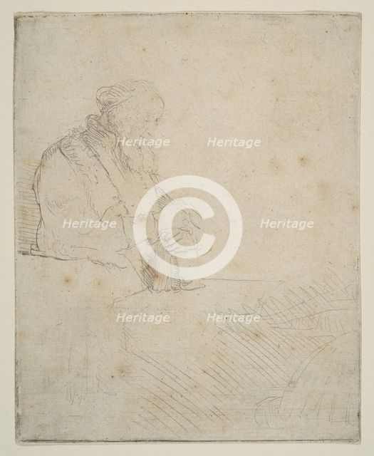 Old Man in Meditation, Leaning on a Book, ca. 1645. Creator: Rembrandt Harmensz van Rijn.