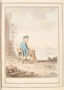 Old Man of Procida, leaf from A Collection of Dresses by David Allan Mostly from Nature 1776. Creator: David Allan