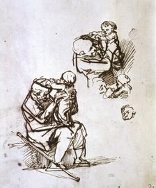 Old Man Playing with Child 1635-1640. Artist: Rembrandt Harmensz van Rijn