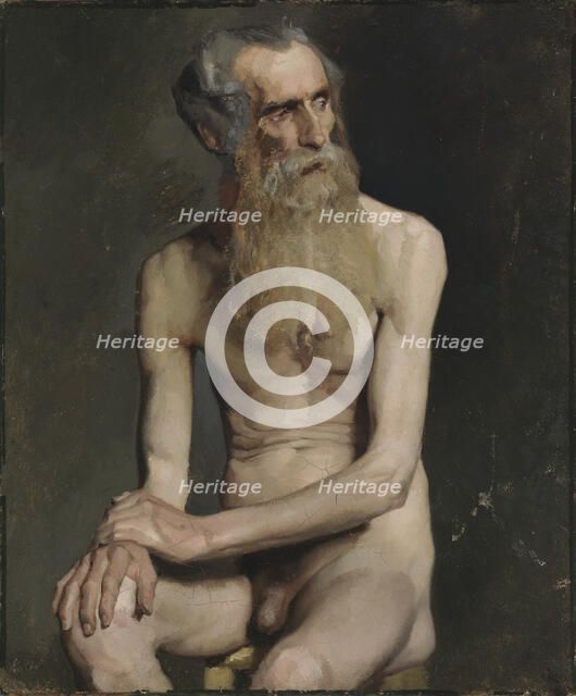 Old Man Seated, Academy Study, 1874-1875. Creator: Albert Edelfelt.