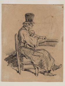 Old Man Seated at a Table, 19th century. Creator: Charles Emile Jacque