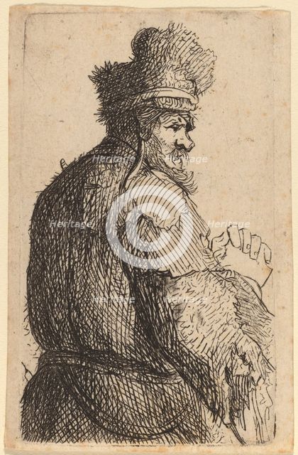 Old Man Seen from Behind, Profile to Right, c. 1631. Creator: Rembrandt Harmensz van Rijn.