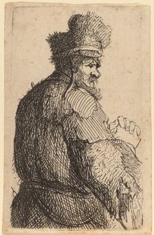 Old Man Seen from Behind, Profile to Right, c. 1631. Creator: Rembrandt Harmensz van Rijn