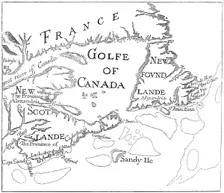 Old map of Acadia, 17th century (c1880)