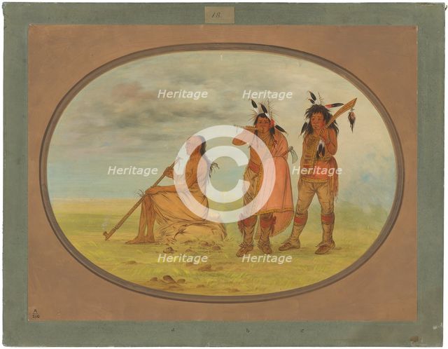 Old Menomonie Chief with Two Young Beaux, 1861/1869. Creator: George Catlin.