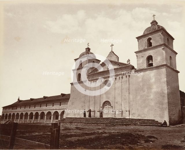 Old Mission Church, Santa Barbara, 1876, printed ca. 1876. Creator: Carleton Emmons Watkins.