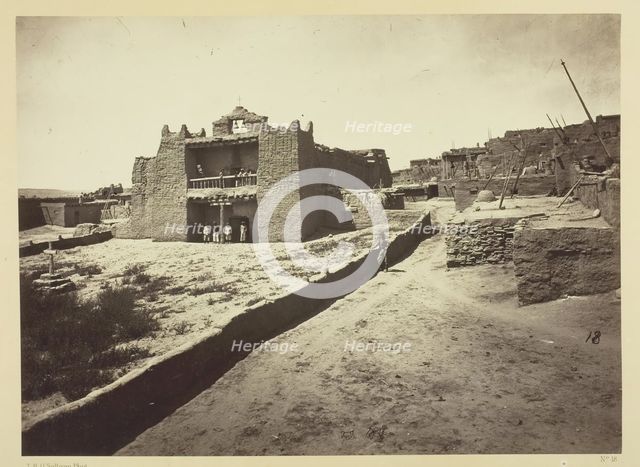 Old Mission Church, Zuni Pueblo, N.M. View from the Plaza, 1873. Creator: Tim O'Sullivan.