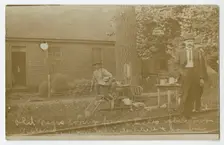 Old Negro saving few articles after mob violence. Many went destitute + homeless 1908. Creator: Unknown