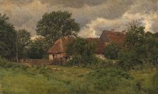 Old outbuildings at a manor house, 1877. Creator: Niels Skovgaard