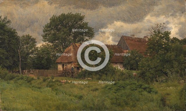 Old outbuildings at a manor house, 1877. Creator: Niels Skovgaard.