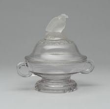 Old Abe/Frosted Eagle covered footed dish, 1880/90. Creator: Crystal Glass Company
