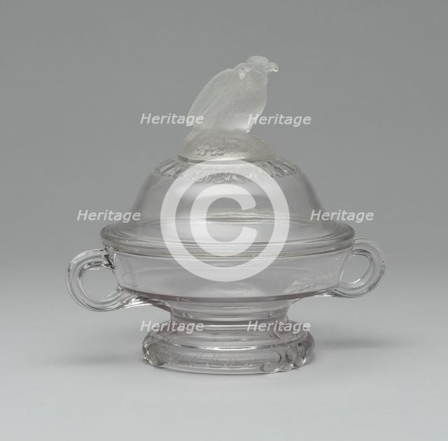 Old Abe/Frosted Eagle covered footed dish, 1880/90. Creator: Crystal Glass Company.
