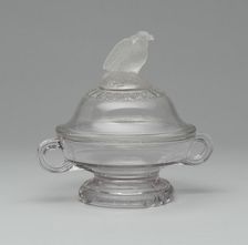 Old Abe/Frosted Eagle covered footed dish, 1880/90. Creator: Crystal Glass Company