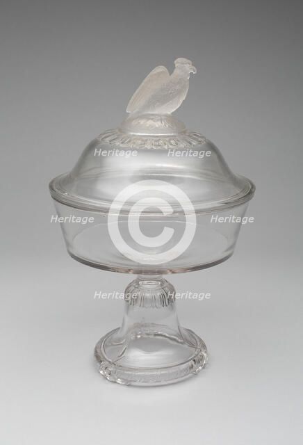 Old Abe/Frosted Eagle pattern compote, 1880/90. Creator: Crystal Glass Company.