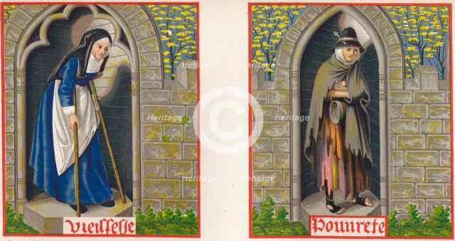 Old age and poverty, 15th century, (1849).  Creator: H Moulin.