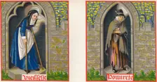 Old age and poverty, 15th century, (1849). Creator: H Moulin