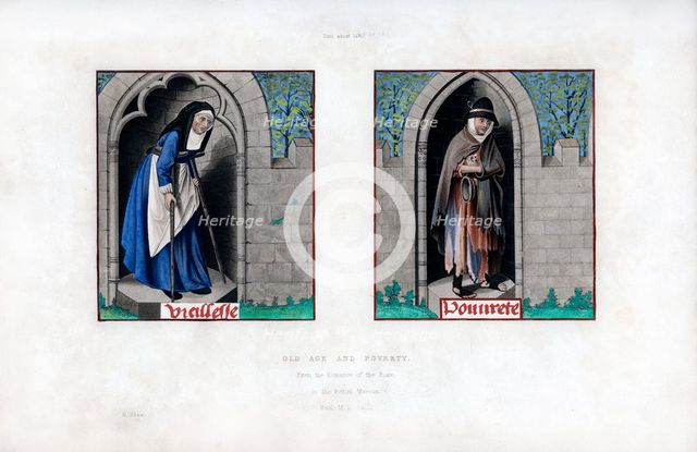 Old Age and Poverty, c1480, (1843).Artist: Henry Shaw
