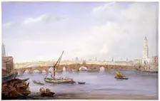 Old and new London Bridges, London, 1831. Artist: George Scharf