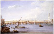 Old and new London Bridges, London, 1831. Artist: George Scharf