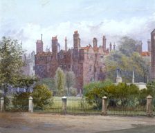 Old Buildings and gardens, Lincoln's Inn, London, 1879. Artist: John Crowther