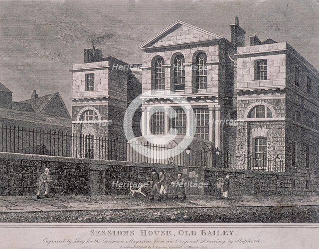 Old Bailey, Sessions House, London, 1812. Artist: S Lacey