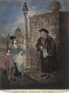 Old ballad singer standing on a street corner, c1780. Artist: JR Smith