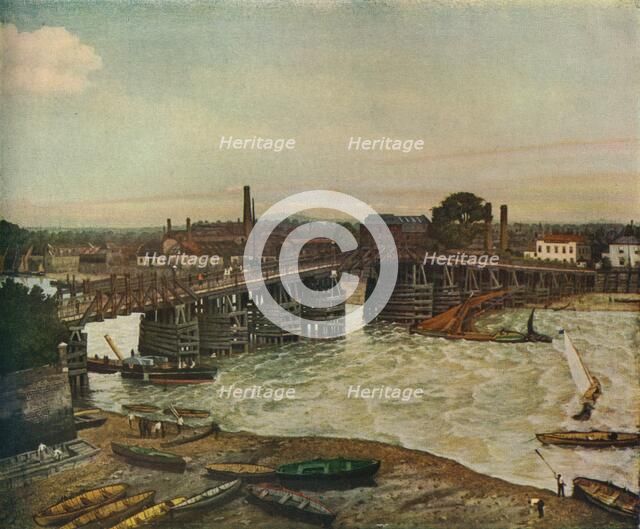 'Old Battersea Bridge', 1874 (1933). Artist: Walter Greaves.