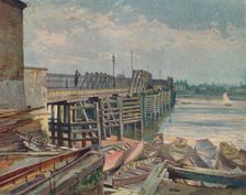 Old Battersea Bridge, From The North Bank looking across the River Thames, London, 1885 (1926). Artist: John Crowther