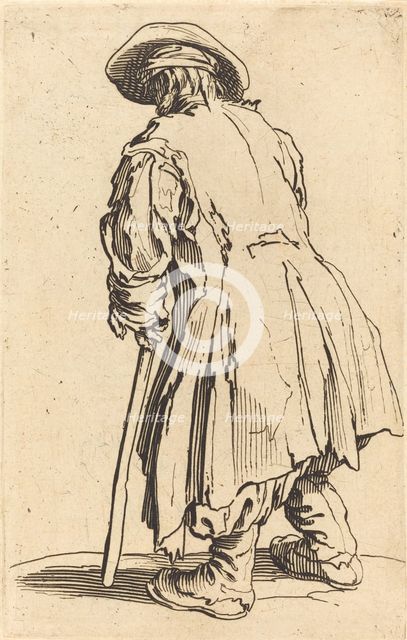 Old Beggar with One Crutch, c. 1622. Creator: Jacques Callot.