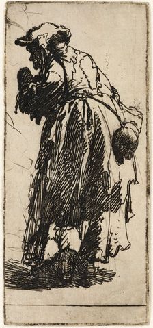 Old beggar woman with a gourd, c.1629. Creator: Rembrandt Harmensz van Rijn