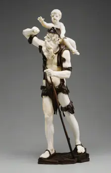 Old Beggar Carrying Child, 1735/50. Creator: Simon Troger