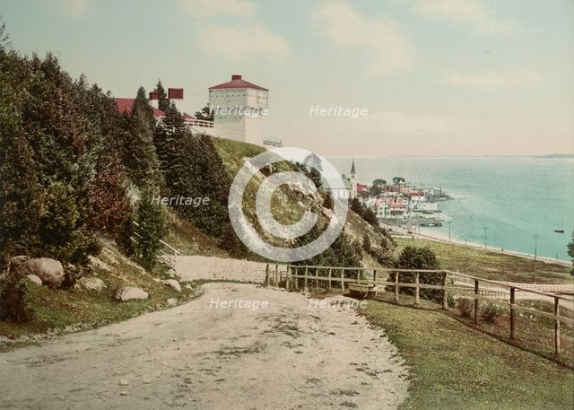 Old Block House [Fort Mackinac] and harbor, Mackinac Island, Michigan, c1899. Creator: Unknown.