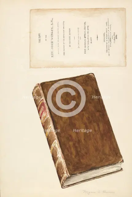 Old Book, "Life of Wesley", c. 1936. Creator: Magnus S. Fossum.