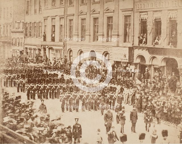 Old Boston Fuseliers on State Street, 1858. Creator: Unknown.