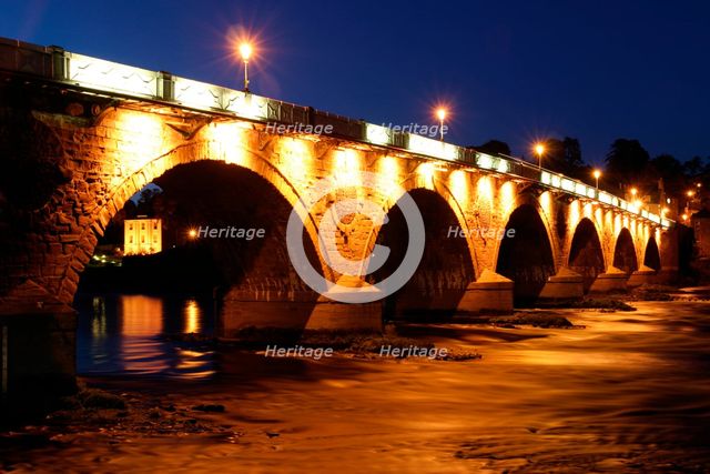 Old Bridge at night, Perth, Scotland. Creator: Peter Thompson.
