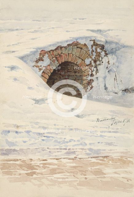 Old bridge in winter, 1921. Creator: Eugen Wallachy.