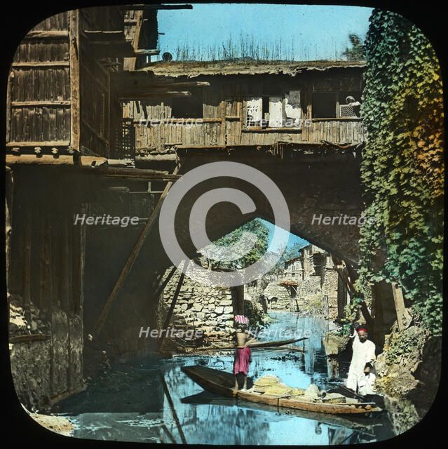 Old bridge, Srinagar, Kashmir, India, late 19th or early 20th century. Artist: Unknown