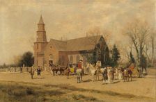 Old Bruton Church, Williamsburg, Virginia, in the Time of Lord Dunmore, 1893. Creator: A. Wordsworth Thompson