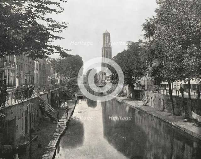 Old Canal and Dom Tower, Utrecht, Netherlands, 1895.  Creator: Unknown.