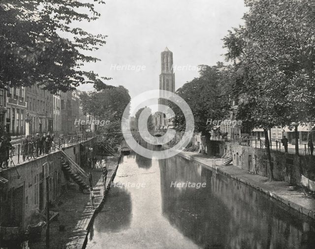 Old Canal and Dom Tower, Utrecht, Netherlands, 1895.  Creator: Unknown.