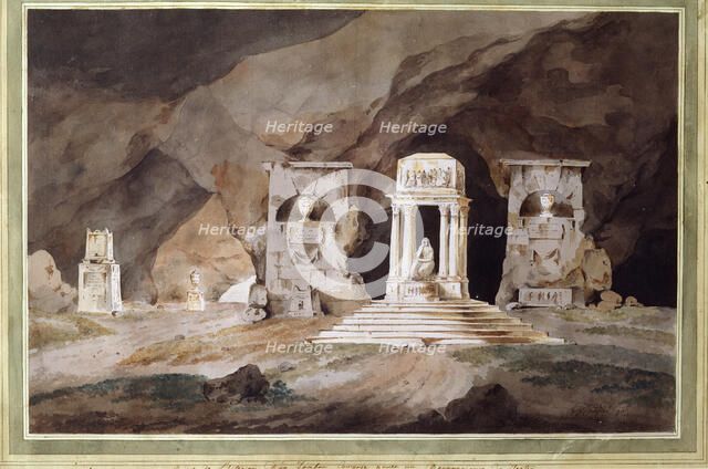 Old cemetery. Stage design for a theatre play, 1790.  Artist: Henry Hudfield