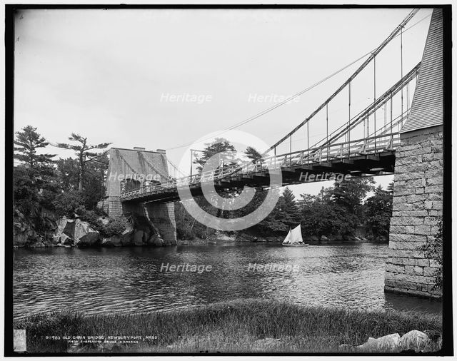Old chain bridge, Newburyport, Mass., first suspension bridge in America, c1900. Creator: Unknown.